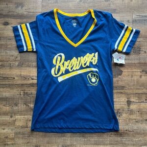 Milwaukee Brewers Genuine Merchandise Womens Blue Short Sleeve Tee Size Md NWT